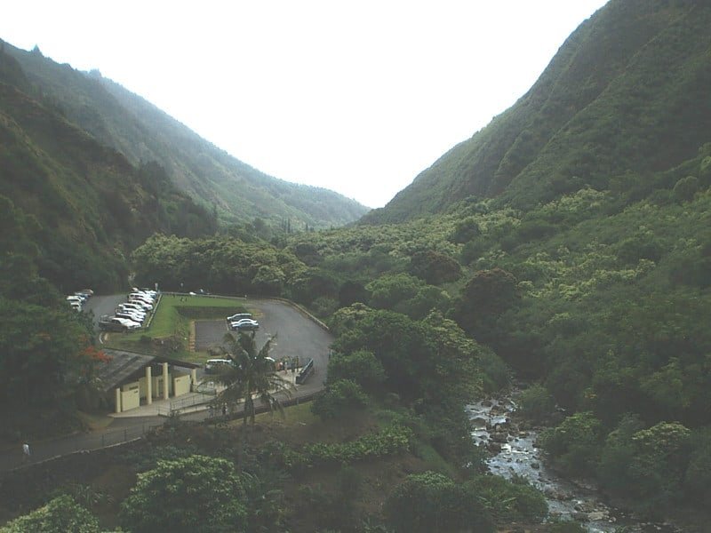 Far View of Cars, River and Mountain Ranges