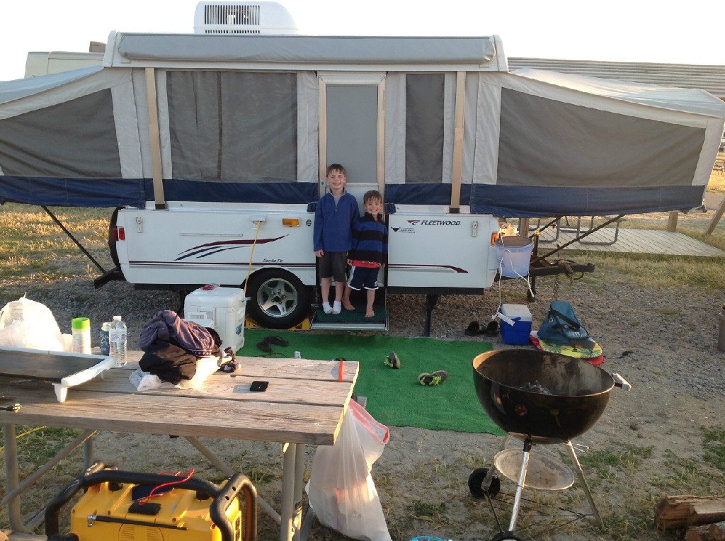 Two Boys Standing outside Fleetwood Motorhome Rental